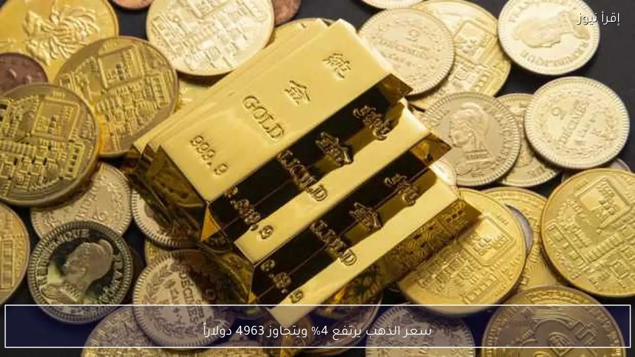 سعر الذهب يرتفع 4% ويتجاوز 4963 دولاراً