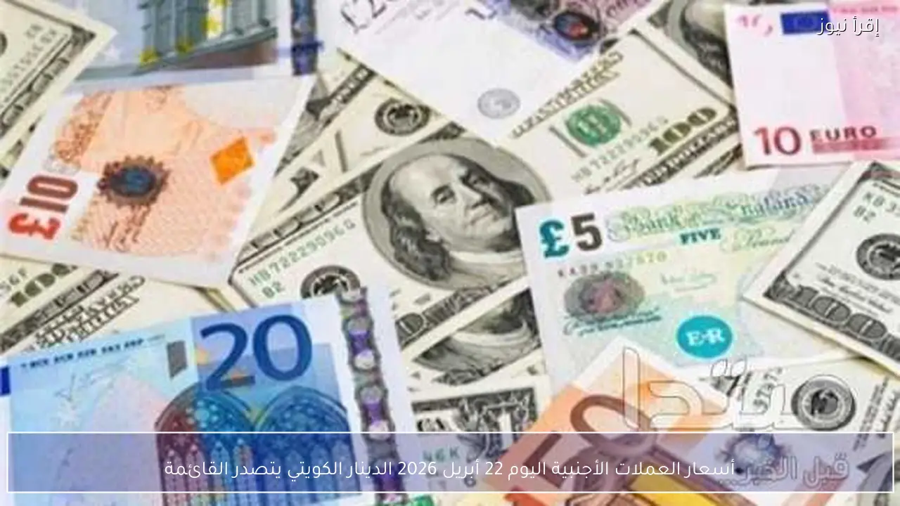 أسعار العملات الأجنبية اليوم 22 أبريل 2026 الدينار الكويتي يتصدر القائمة