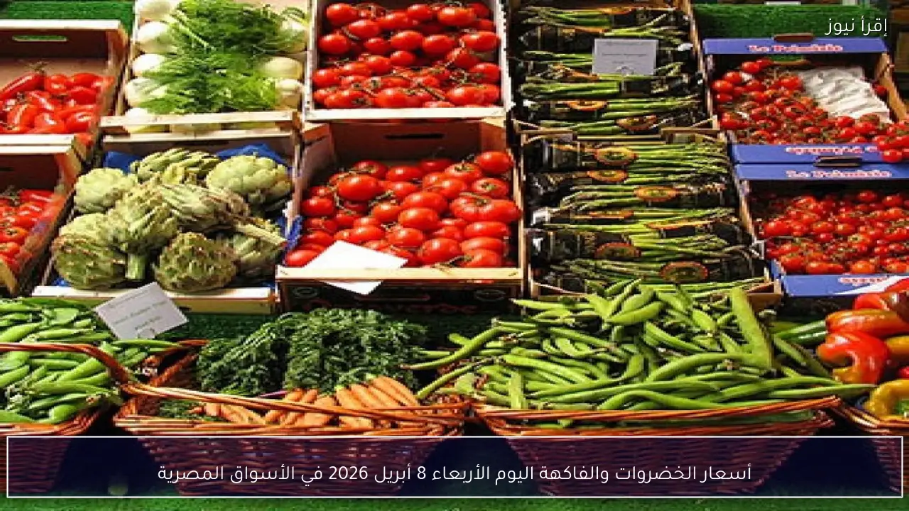 ​أسعار الخضروات والفاكهة اليوم الأربعاء 8 أبريل 2026 في الأسواق المصرية