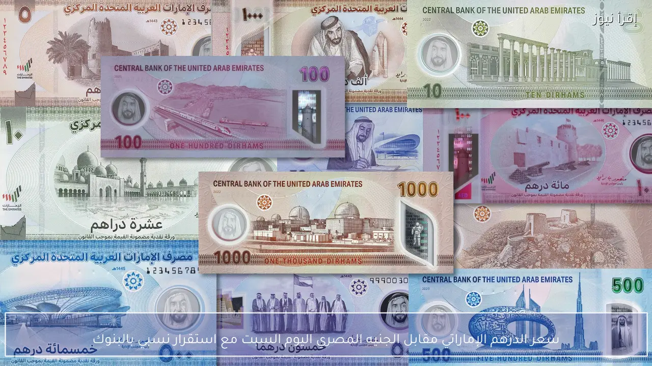سعر الدرهم الإماراتي مقابل الجنيه المصري اليوم السبت مع استقرار نسبي بالبنوك