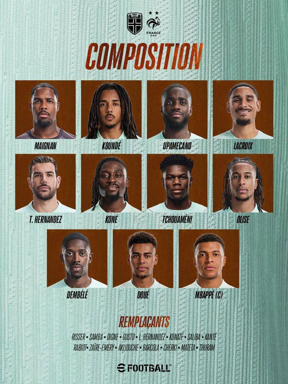 تشكيل منتخب فرنسا ضد النرويج