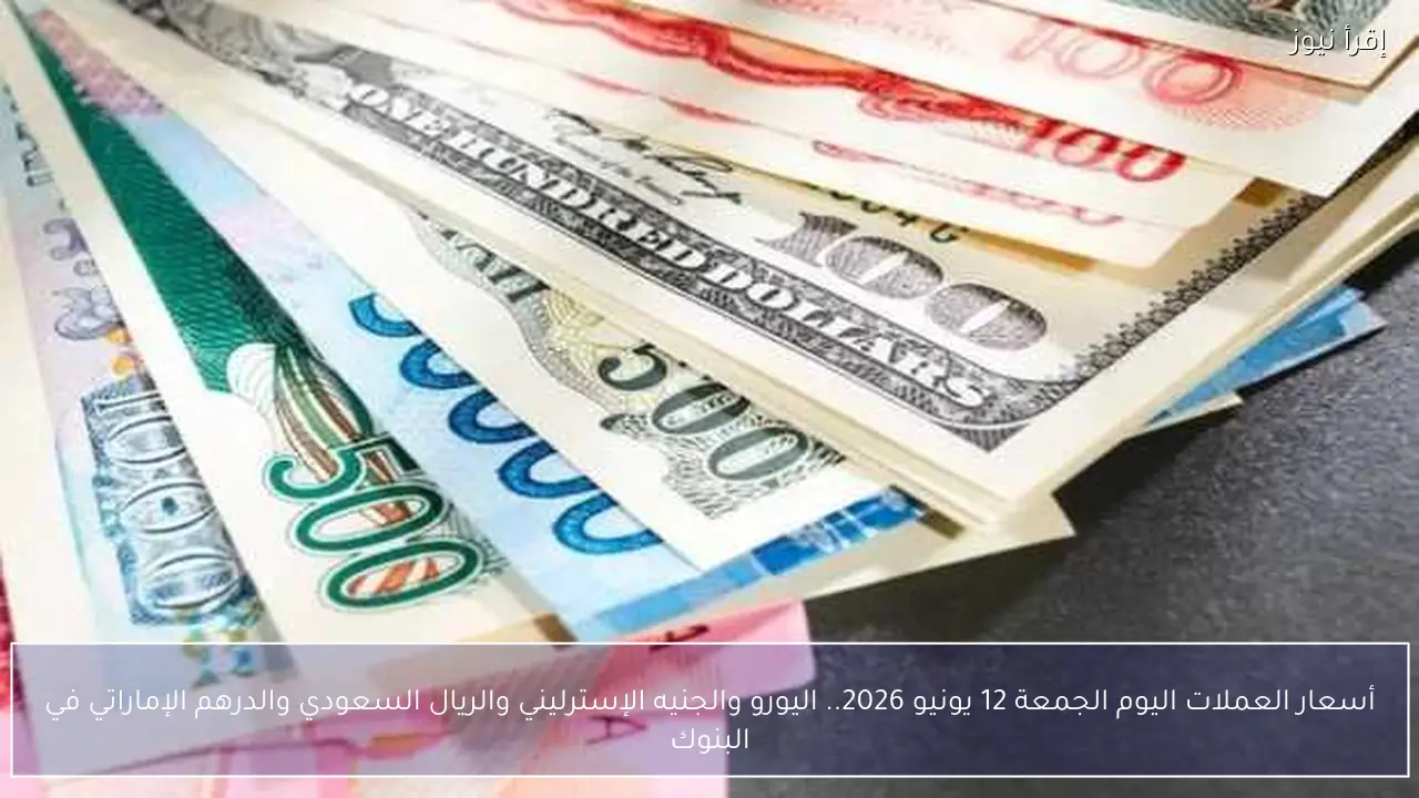 أسعار العملات اليوم الجمعة 12 يونيو 2026.. اليورو والجنيه الإسترليني والريال السعودي والدرهم الإماراتي في البنوك